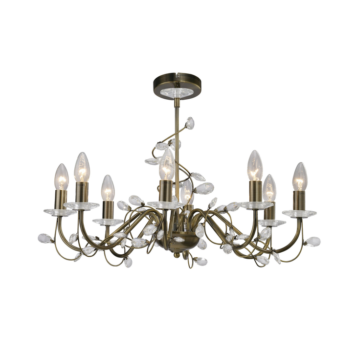 Diyas Willow IL31228 Antique Brass 8 Light Crystal Chandelier