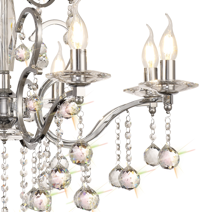 Diyas Zinta IL30128+4 Polished Chrome 12 Light Crystal Chandelier