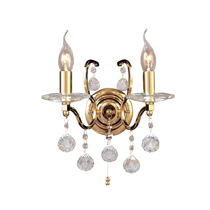 Diyas Zinta IL30222 French Gold 2 Light Crystal Wall Light