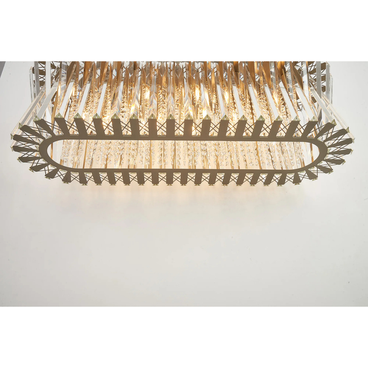 Efal 1M Oval Antique Brass/Clear Crystal Island Pendant Light