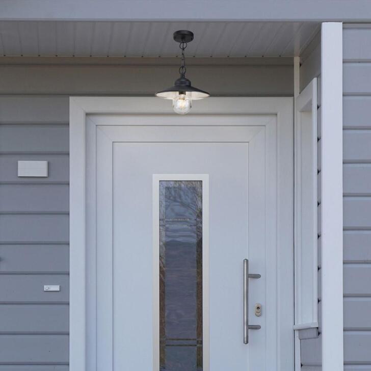 Elstead Klampenborg Black Outdoor Pendant Light With Clear Glass - IP44 - Coastal Suitable