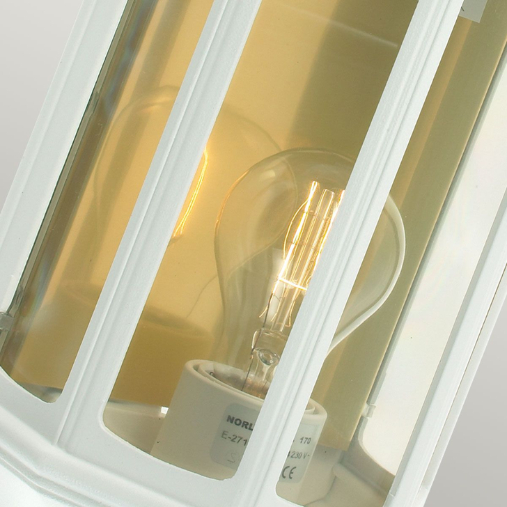 Elstead Malaga Aluminium Outdoor White Half Wall Lantern Complete With Clear Polycarbonate Lens - IP54 - Coastal Suitable