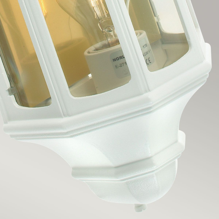 Elstead Malaga Aluminium Outdoor White Half Wall Lantern Complete With Clear Polycarbonate Lens - IP54 - Coastal Suitable