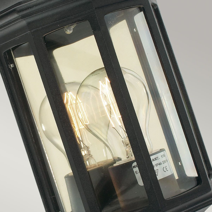 Elstead Malaga Mini Aluminium Outdoor Black Half Wall Lantern Complete With Clear Polycarbonate Lens - IP54 - Coastal Suitable