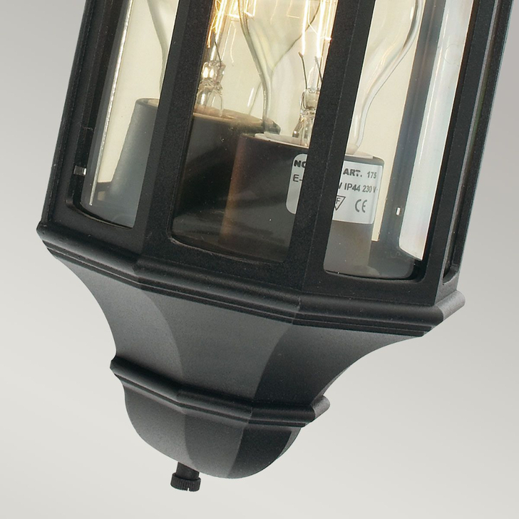 Elstead Malaga Mini Aluminium Outdoor Black Half Wall Lantern Complete With Clear Polycarbonate Lens - IP54 - Coastal Suitable