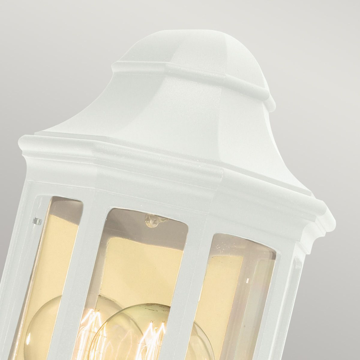 Elstead Malaga Mini Aluminium Outdoor White Half Wall Lantern Complete With Clear Polycarbonate Lens - IP54 - Coastal Suitable
