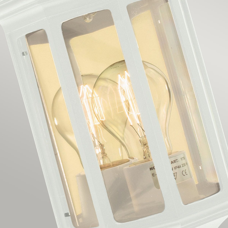 Elstead Malaga Mini Aluminium Outdoor White Half Wall Lantern Complete With Clear Polycarbonate Lens - IP54 - Coastal Suitable