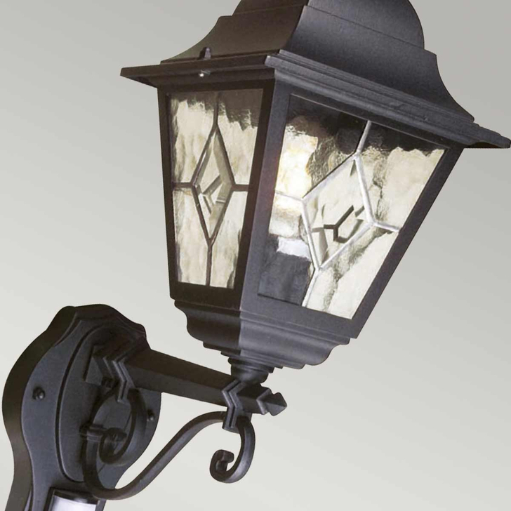 Elstead Norfolk Upward Facing Black Outdoor Exterior Wall Light With Clear Glass - IP44