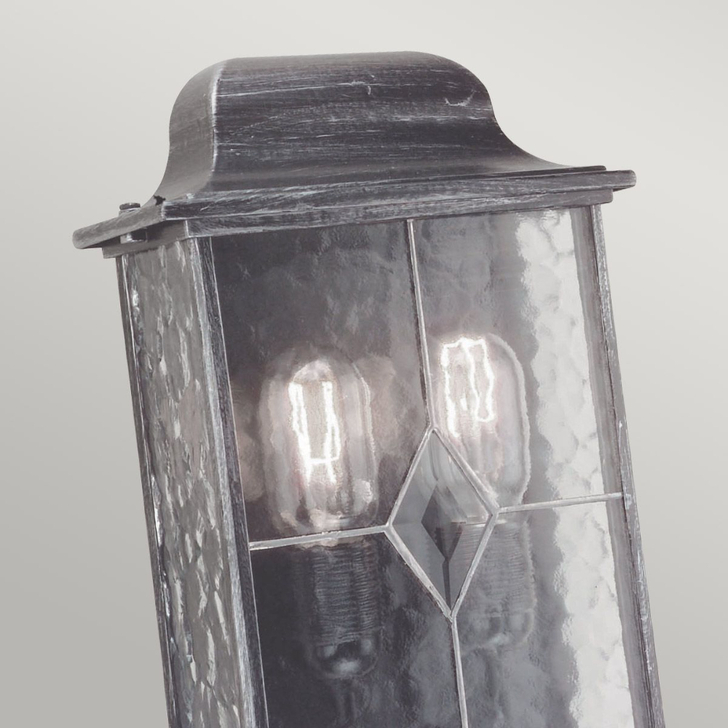 Elstead Wexford Aluminium 2 Light Outdoor Wall Light Complete With Leaded Glass - IP23