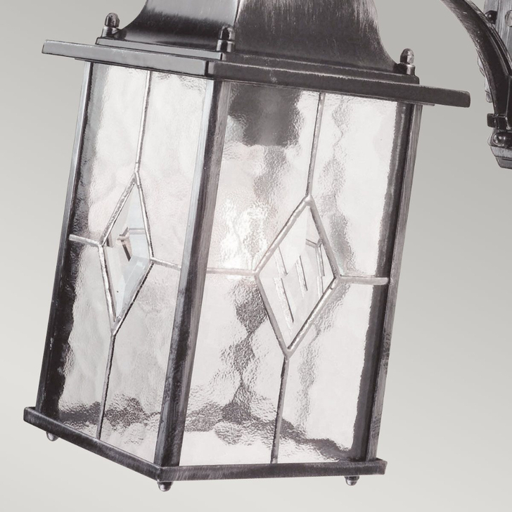 Elstead Wexford Aluminium Outdoor Downward Facing Wall Lantern Complete With Leaded Glass - IP23