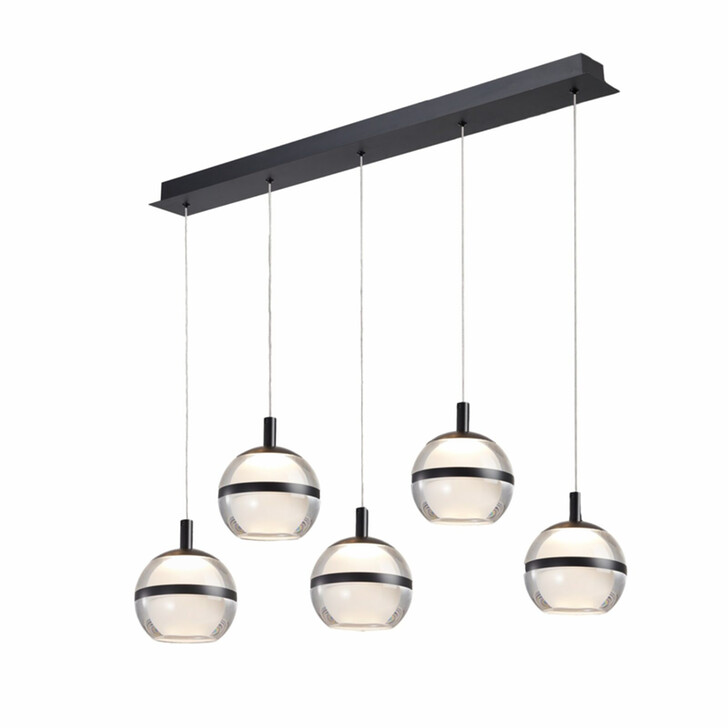 Everly Black Finish 5 Light Led Linear Bar Pendant Light - 3500K