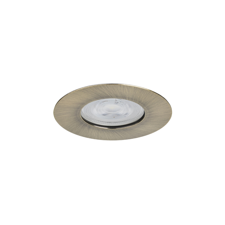 Evofire Midi Ultra Slim 85mm Antique Brass Fixed Fire Rated Ip65 Downlight - 70mm Cut Out  - Gu10
