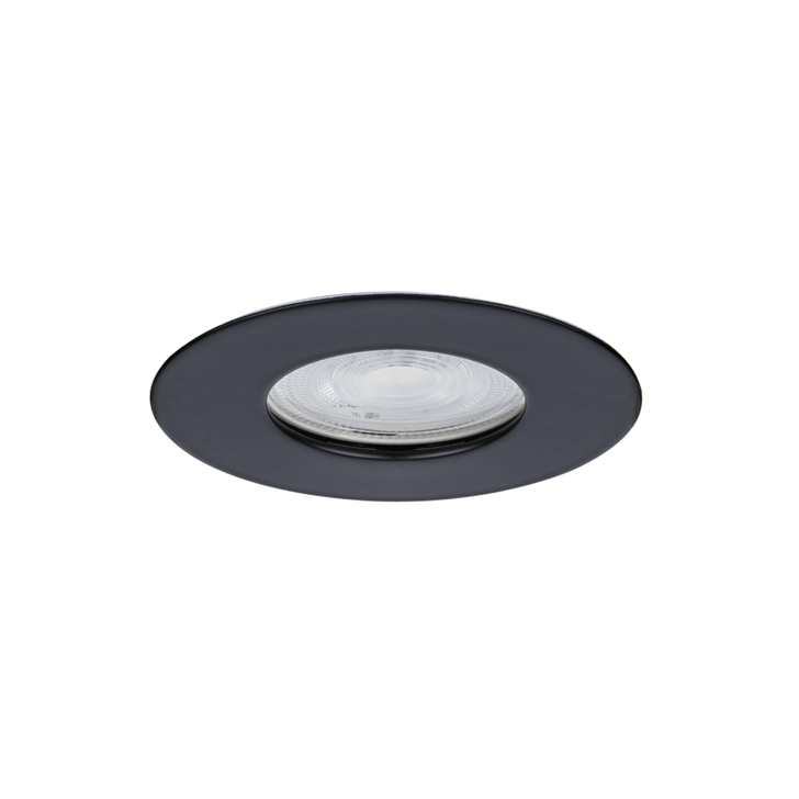 Evofire Midi Ultra Slim 85mm Black Fixed Fire Rated Ip65 Downlight With Insulation Guard - 70mm Cut Out  - Gu10
