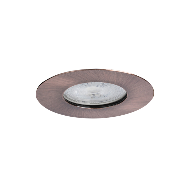 Evofire Midi Ultra Slim 85mm Copper Finish Fixed Fire Rated Ip65 Downlight With Insulation Guard - 70mm Cut Out  - Gu10