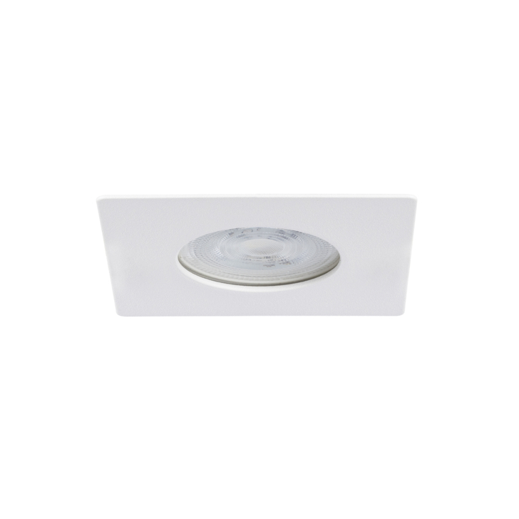 Evofire Midi Ultra Slim 85mm White Square Fixed Fire Rated Ip65 Downlight - 70mm Cut Out  - Gu10