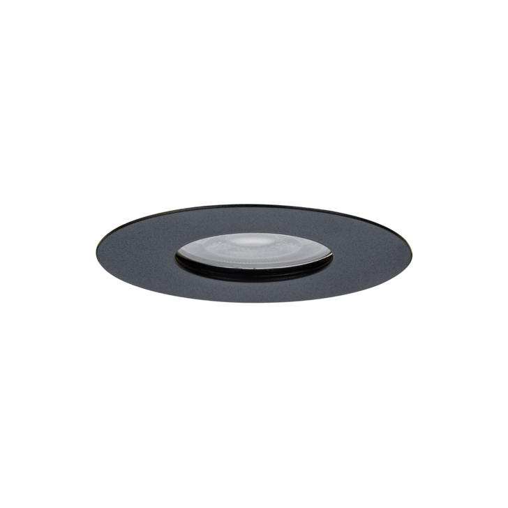 Evofire Midi Ultra Slim 92mm Black Round Fixed Fire Rated Ip65 Downlight - 70-85mm Cut Out  - Gu10