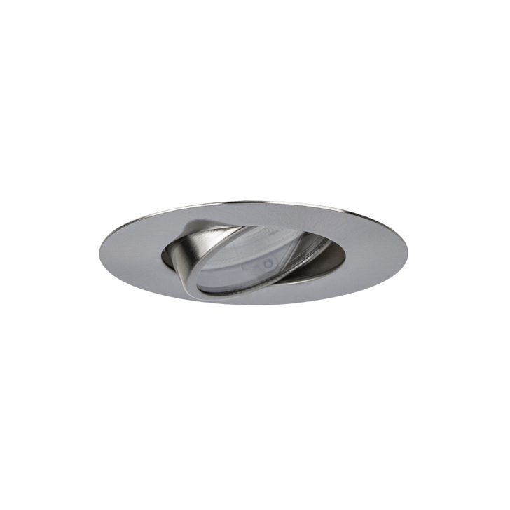 Evofire Midi Ultra Slim 92mm Satin Nickel Round Tiltable Fire Rated Ip20 Downlight - 70-85mm Cut Out  - Gu10