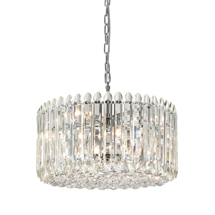 Franklite Diva 11 Light Crystal Pendant Light With Chrome Metalwork - 500mm