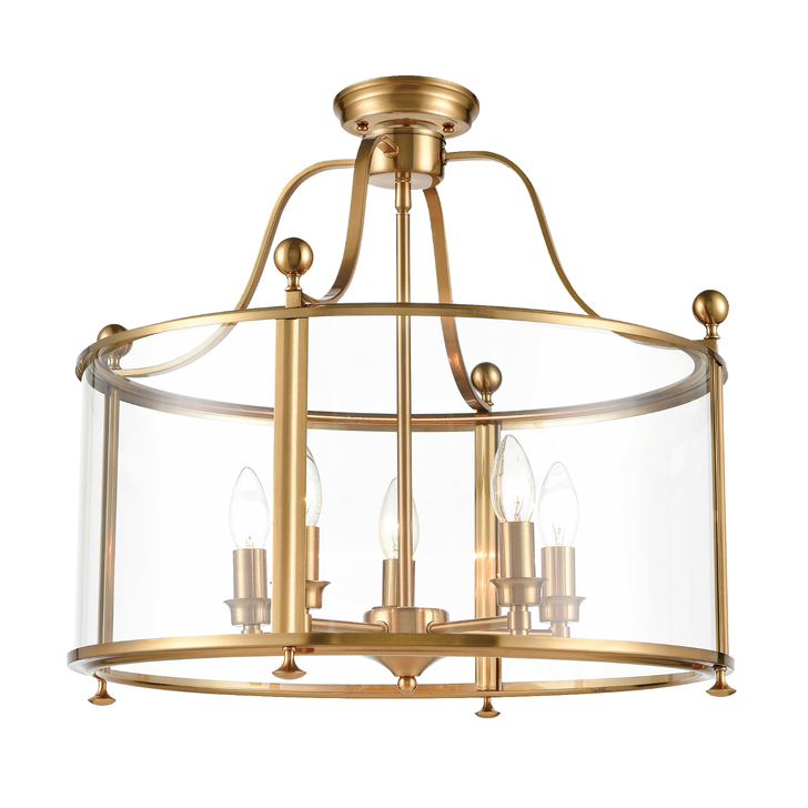 Franklite Drayton 5 Light Contemporary Ceiling Lantern Light In Antique Gold Finish Complete With Clear Glass