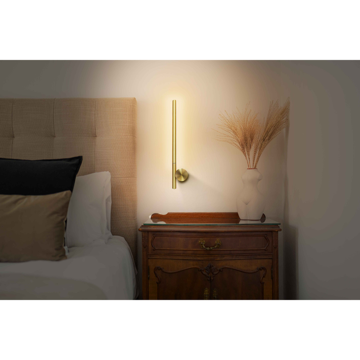 Franklite Fabula Satin Brass Slim Adjustable Wall Light Led - 3000K