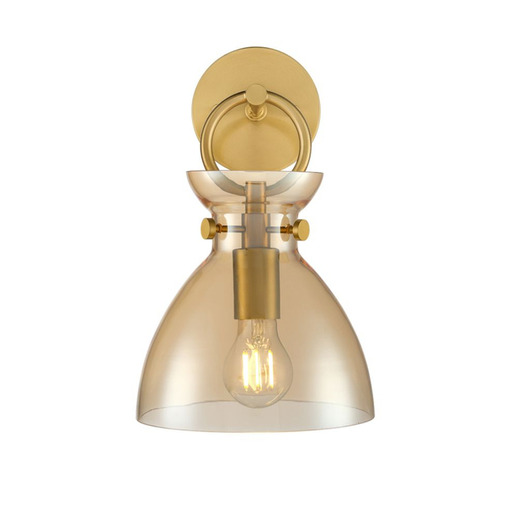 Franklite Horizon Wall Light Brushed Brass With Amber Glass