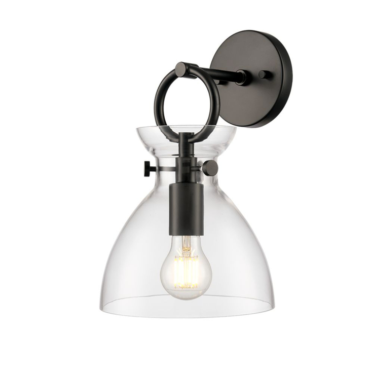 Franklite Horizon Wall Light Matt Black With Clear Glass