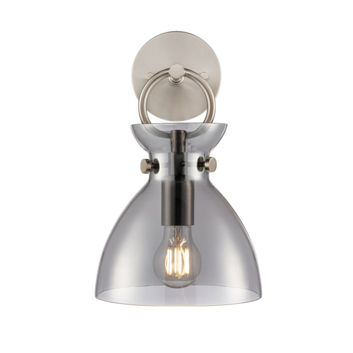 Franklite Horizon Wall Light Satin Nickel With Smoked Glass