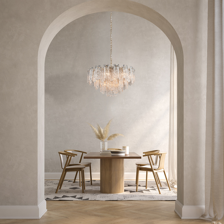 Franklite Icicle 16 Light Pendant In Aged Brass With Icicle Shaped Glass Panels