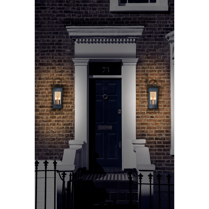 Franklite Nightingale 2 Light Medium Exterior Wall Light In Matt Black & Aged Brass - IP44