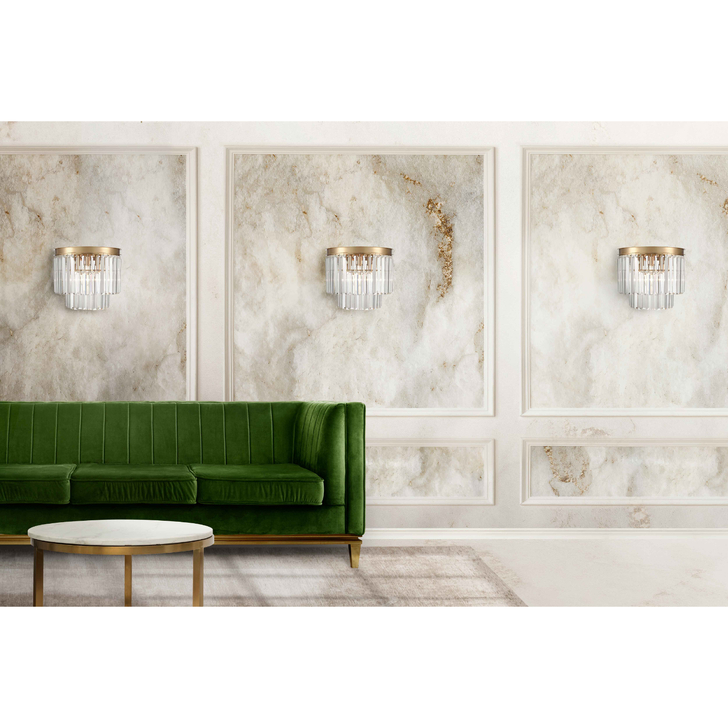 Franklite Perdita Aged Brass Crystal Wall Light