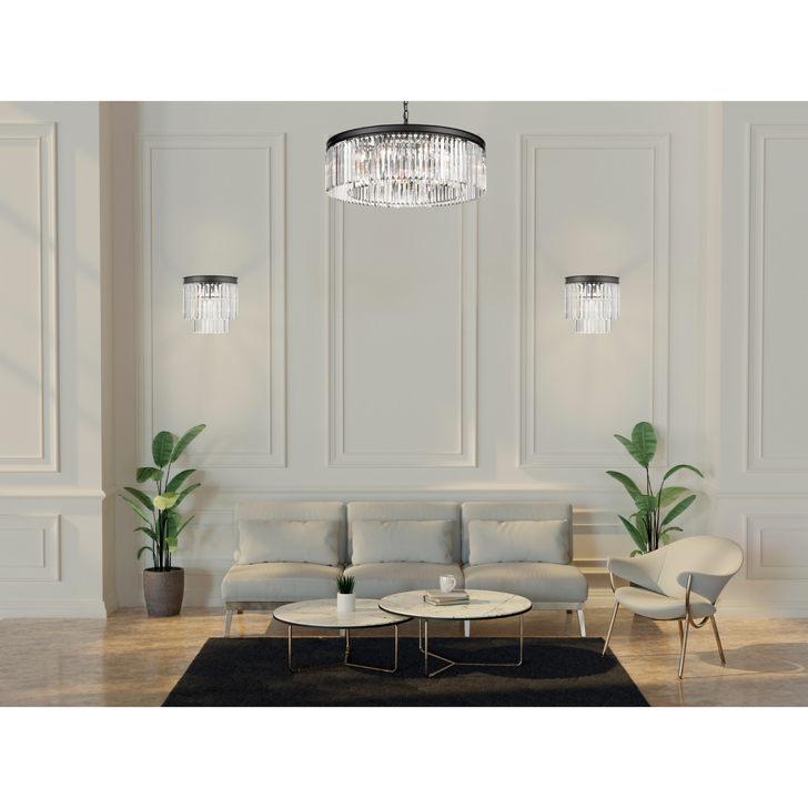 Franklite Perdita Matt Black Crystal Wall Light