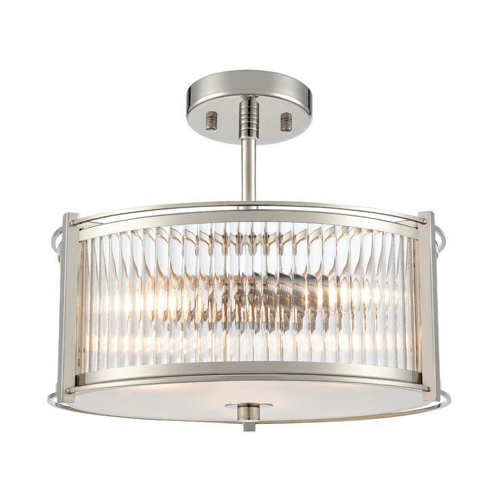 Franklite Sloane Polished Nickel 3 Light Ceiling Light Complete With Glass Rods - 350mm