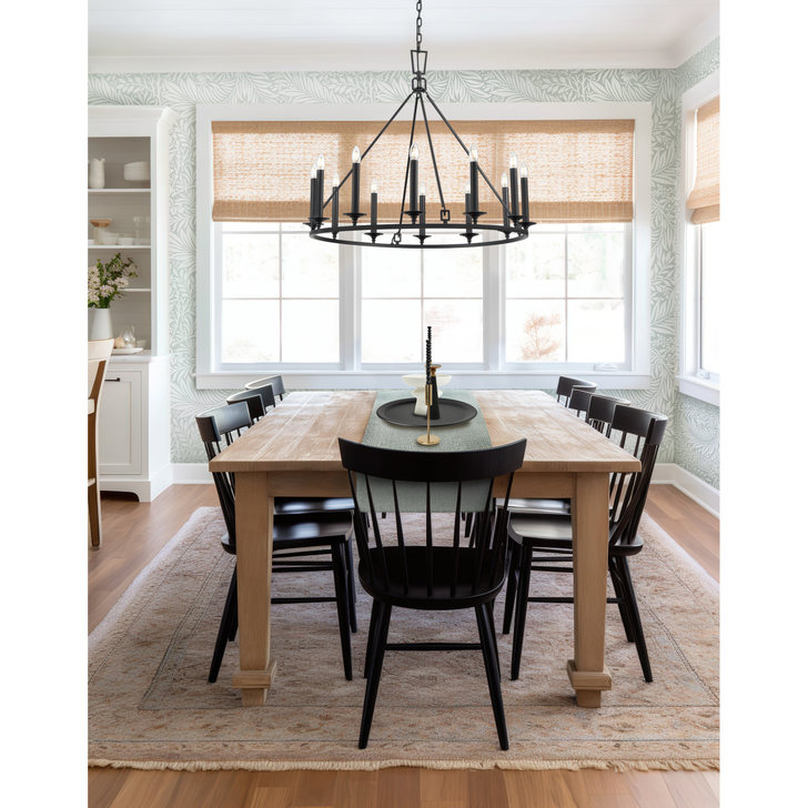 Franklite Tudor 12 Light Traditional Chandelier In Matt Black