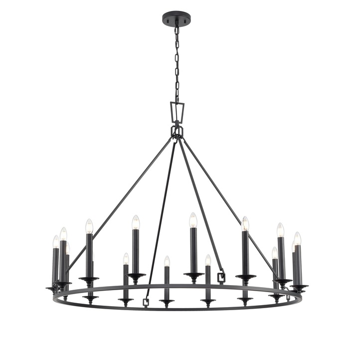 Franklite Tudor 16 Light Traditional Chandelier In Matt Black