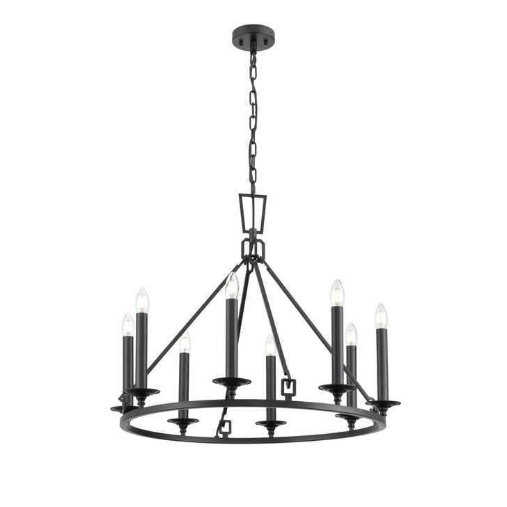 Franklite Tudor 8 Light Traditional Chandelier In Matt Black