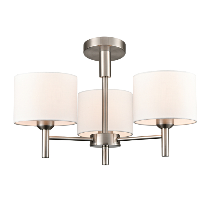 Franklite Windsor 3 Light Multi-Arm Pendant In Aged Brass With Cream Fabric Shade & Gold Lining