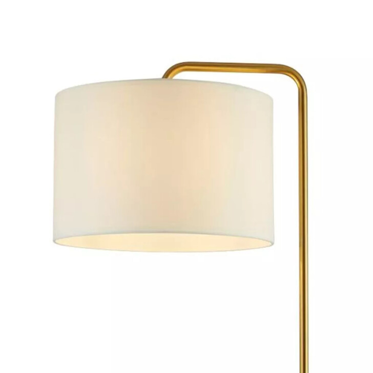 Gallow Antique Gold And Marble Floor Lamp Complete With White Fabric Shade