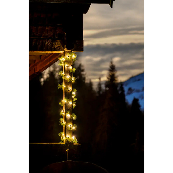 Garland, 5m, amber Led, battery opreated, timer green cable