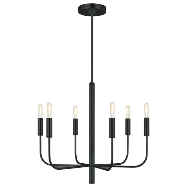 Generation Lighting Brianna Black 6 Light Chandelier Complete With Linen Shade