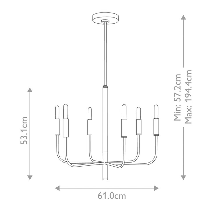 Generation Lighting Brianna Black 6 Light Chandelier Complete With Linen Shade