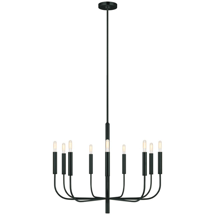 Generation Lighting Brianna Black Large 9 Light Chandelier Complete With Linen Shade