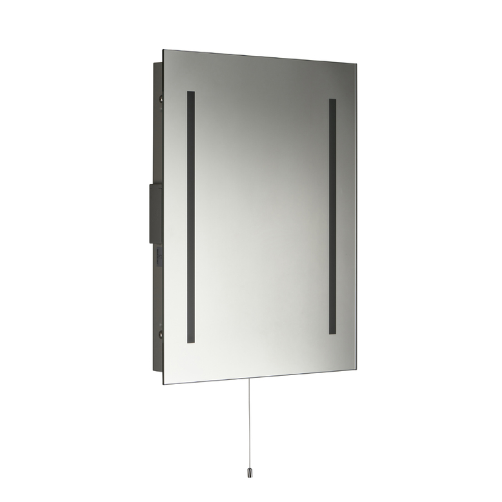 Glimpse Rectangular Bathroom Mirror With 4000K LED Lights, Pull Cord & Shaver Socket