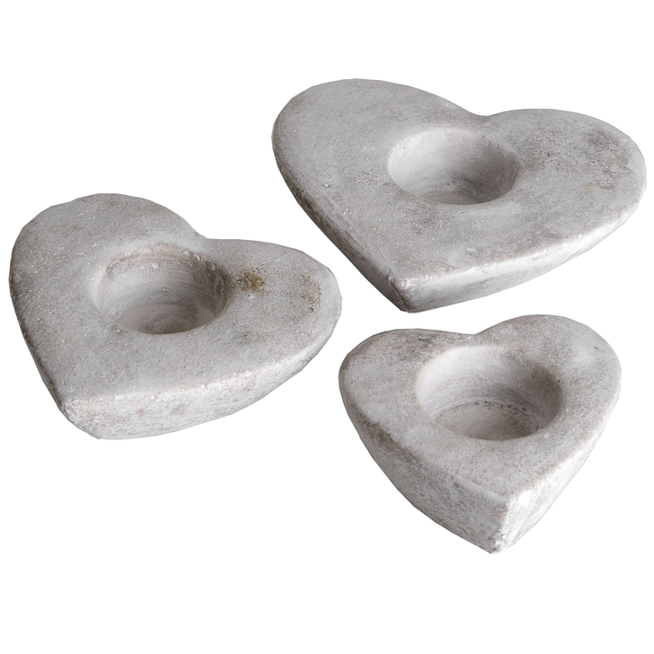 Heart Shaped Stone Tea Light Holders 3 Pack