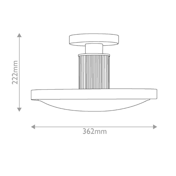 Hinkley Kieran Black And Brass Finish Led Semi-Flush Ceiling Light With Etched White Glass Diffuser
