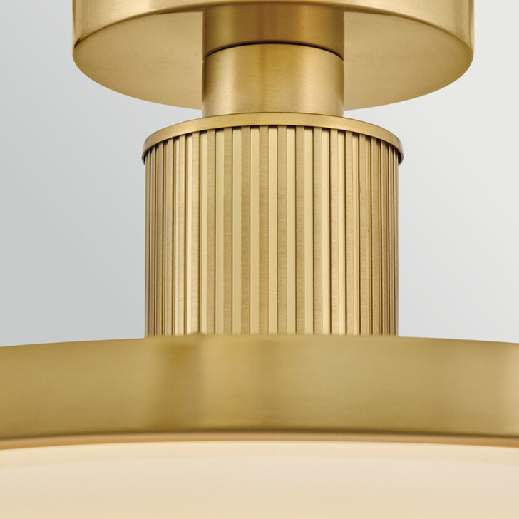 Hinkley Kieran Lacquered Brass Finish Led Semi-Flush Ceiling Light With Etched White Glass Diffuser