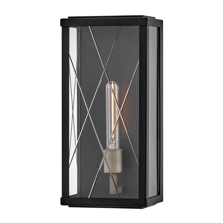 Hinkley Monte Black Medium Exterior Wall Light Clear Cut Glass - IP44