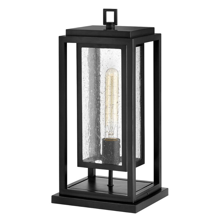 Hinkley Republic Black Pedestal Lantern Lamp Complete With Clear Seedy Glass - IP44