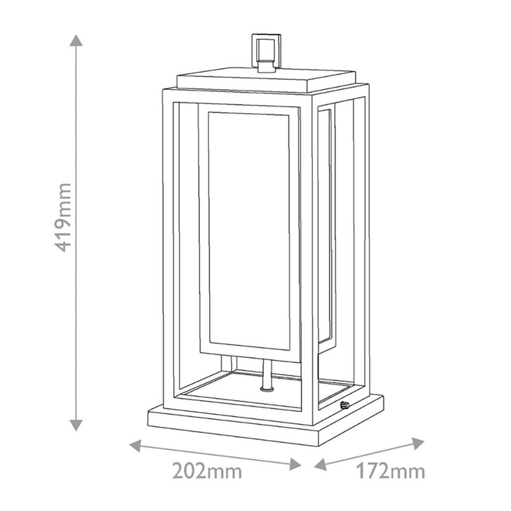 Hinkley Republic Black Pedestal Lantern Lamp Complete With Clear Seedy Glass - IP44