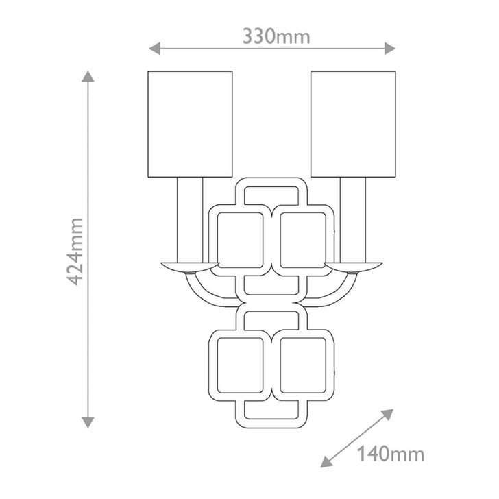 Hinkley Sabina Black 2 Light Wall Light Complete With Polycotton Shade - Uk Made