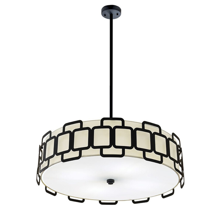 Hinkley Sabina Black Large 4 Light Pendant Ceiling Light Complete With Polycotton Shade - Uk Made
